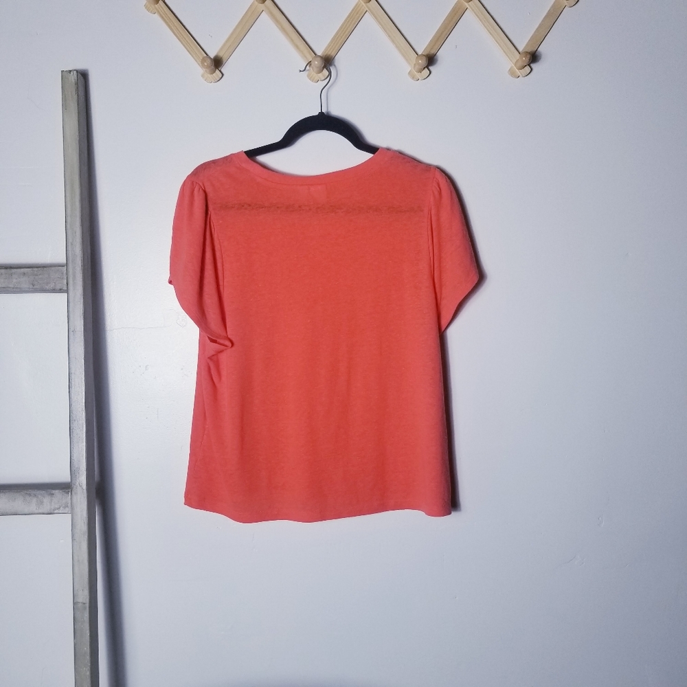 GAP WOMEN'S SHORT SLEEVE ORANGE BLOUSE SIZE LARGE - Picture 2 of 11